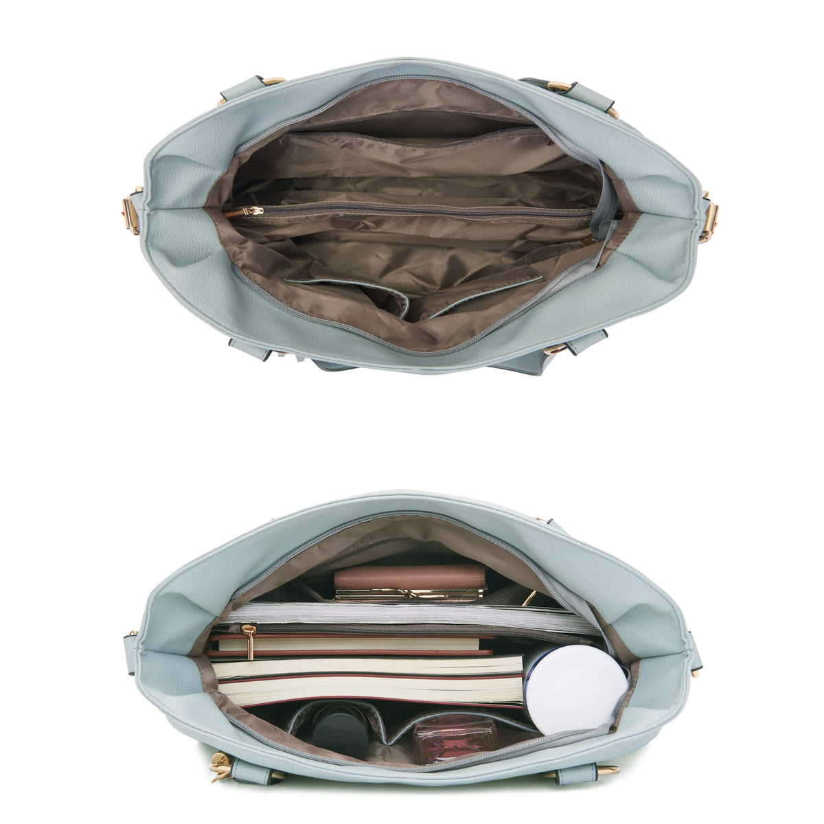 Purses And Wallets Set For Women Tote Handbags Large Hobo Bag Purse With Wallet 3PCS GreyBlue