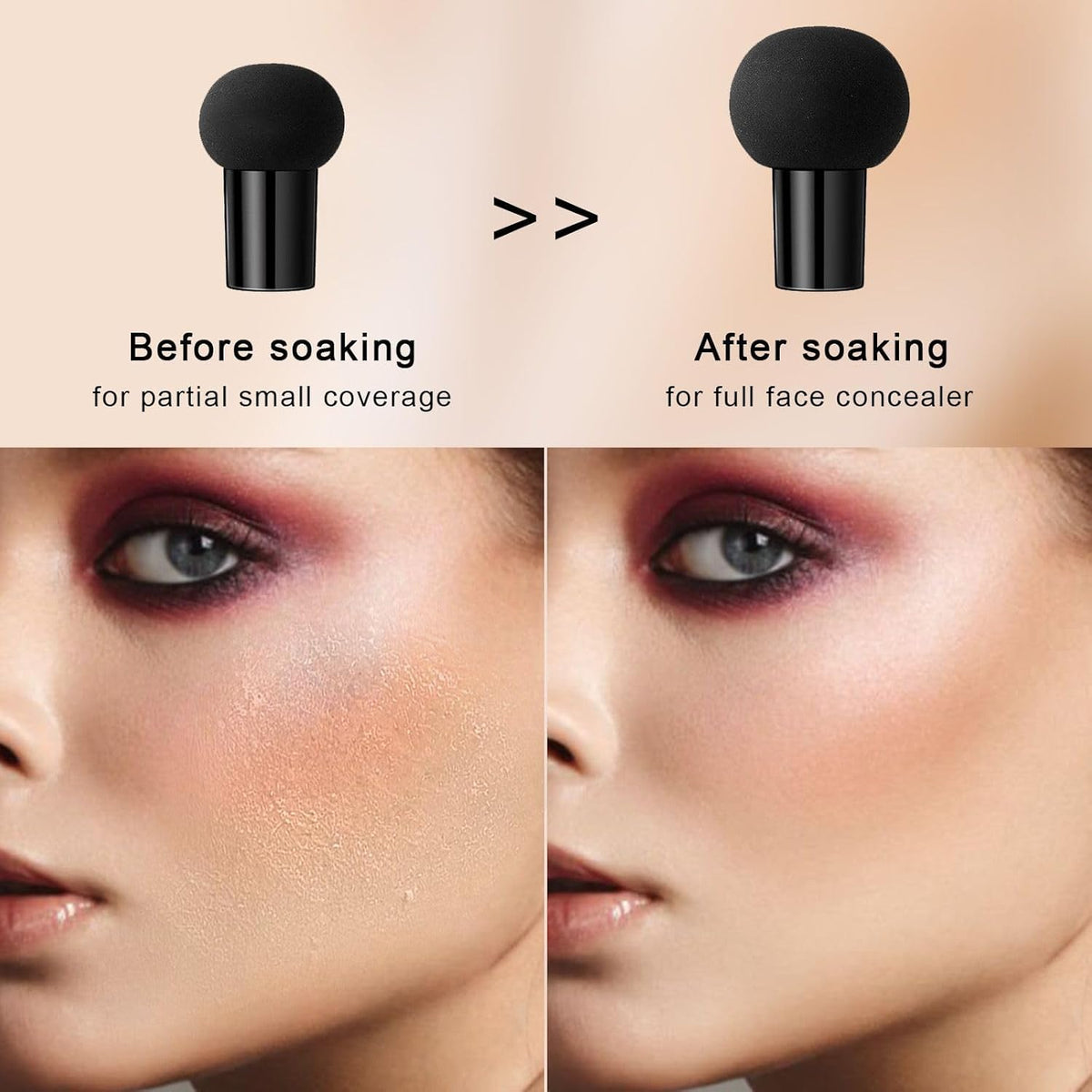 Mushroom Head Air Cushion CC Cream - BB Cream Face Makeup for Mature Skin, Moisturizing Cover Balm Foundation & Long-Lasting Color Correcting Concealer, Even Skin Tone for All Skin Types (Buff Beige)