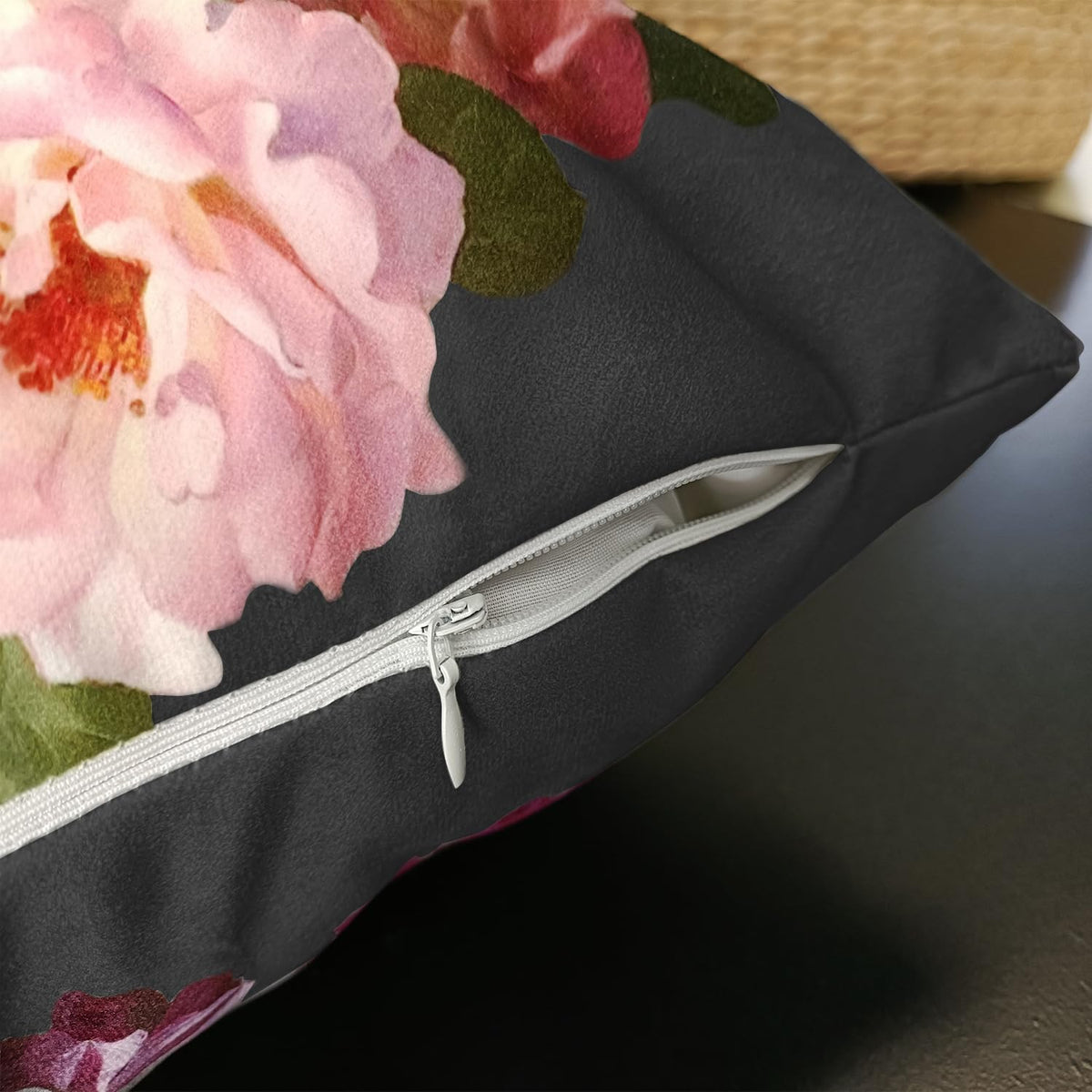 whooplaArt Elegant Decorative Velvet Floral Pillow Cover Double Sides Flower Pillowcases 18"x18" (LC-786)
