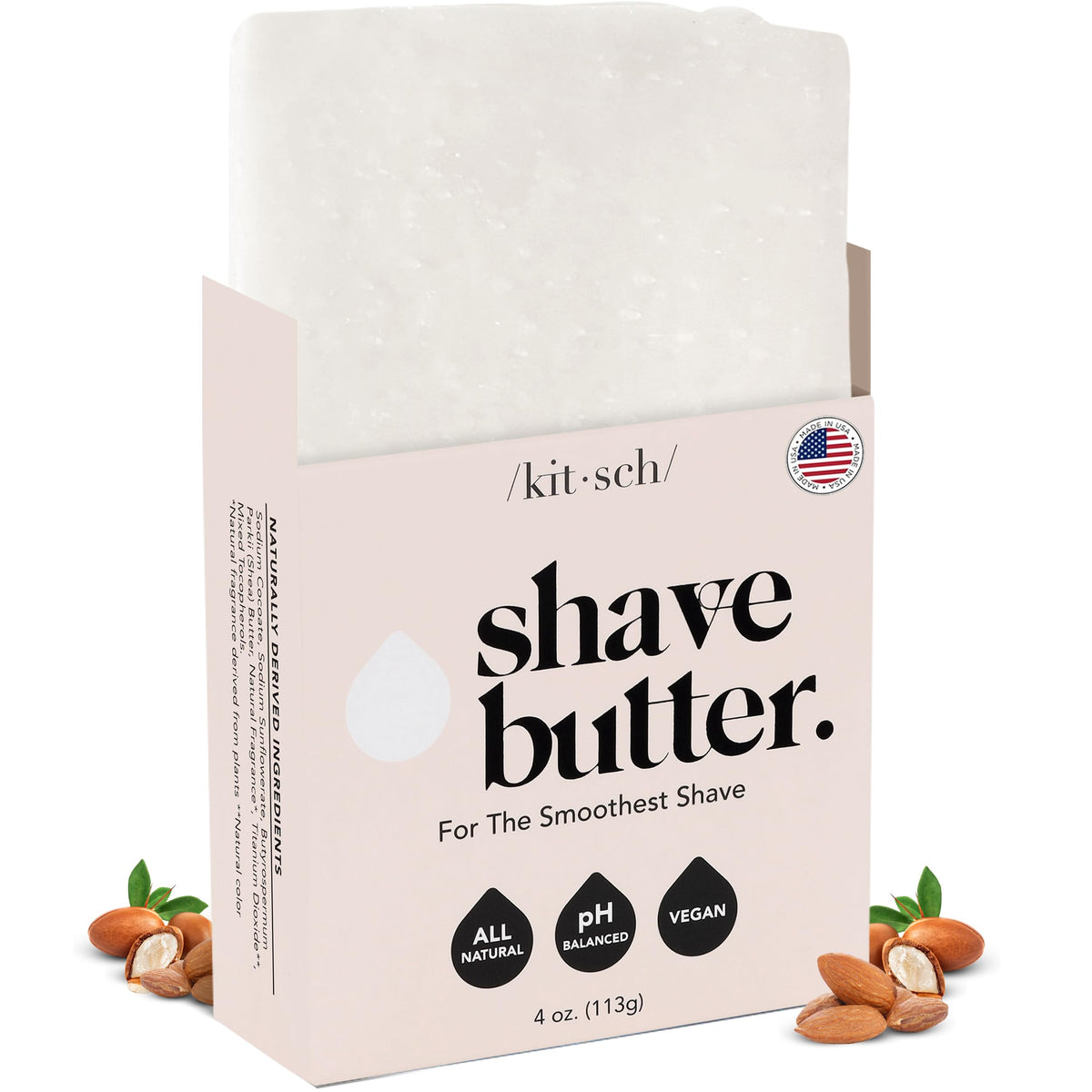Kitsch Shaving Soap for Women - Hydrating Shave Soap for Sensitive Skin | Paraben-Free, Sulfate-Free | Shave Bar for Soft, Smooth Skin - 4oz