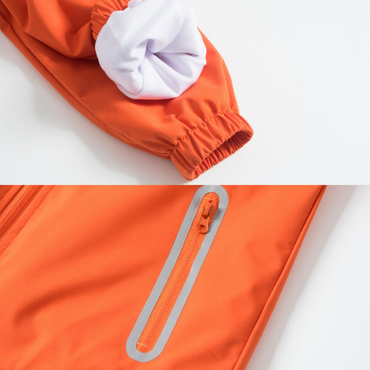 IjnUhb Kids Rain Jacket Waterproof Raincoat with Removable Hood for Boys Girls Orange 3/4