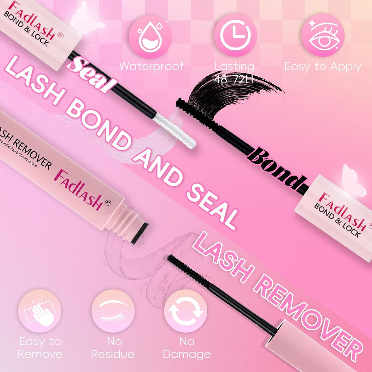 FADLASH Lash Extension DIY Kit Lash Clusters D Curl Cluster Lashes with Lash Bond and Seal Cluster Lashes Glue Remover Lash Tweezers for DIY Eyelash Extension at Home（Kit 80D+100D-0.07D-12-18MIX）