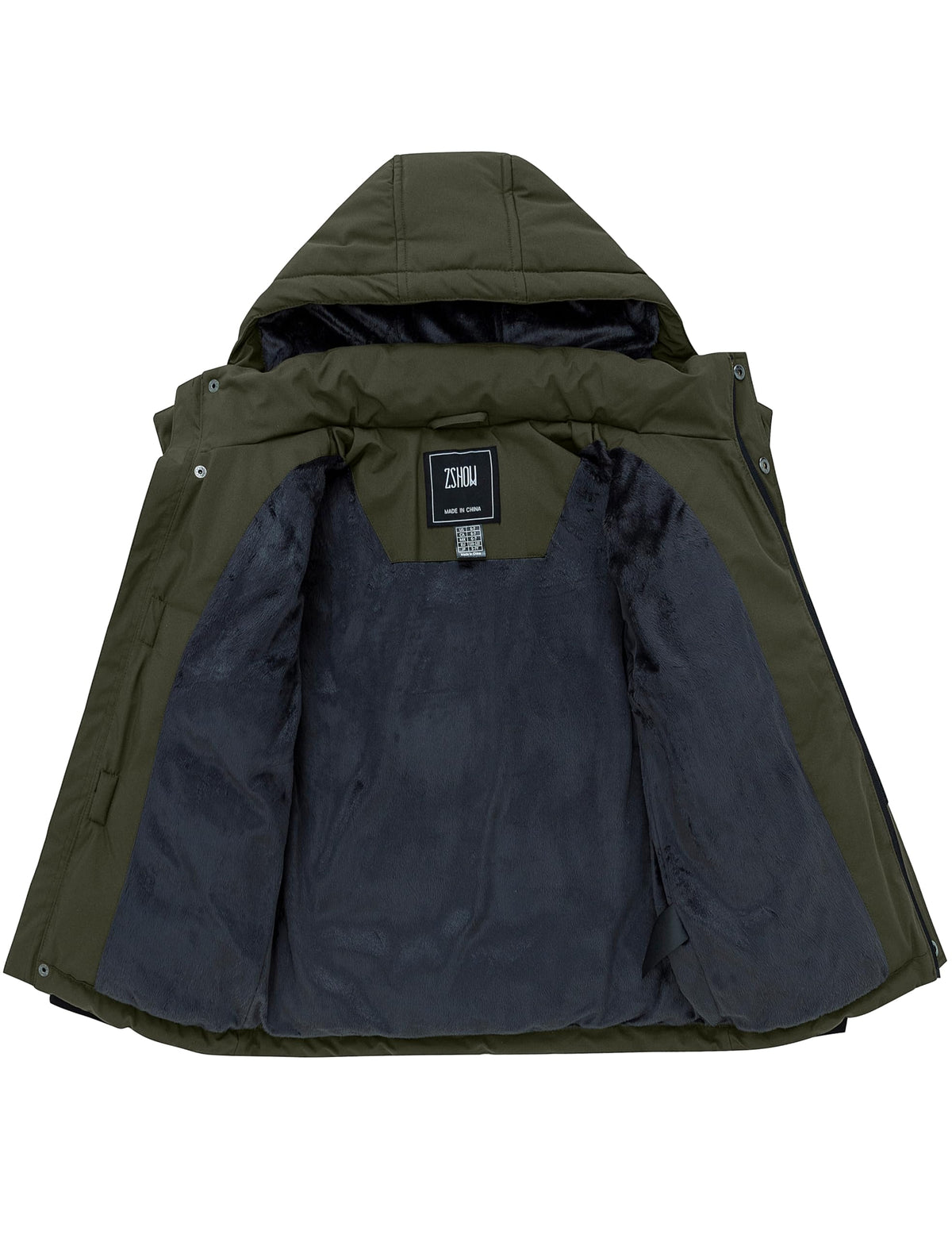ZSHOW Boys' Windproof Winter Jacket Fleece Lined Padded Puffer Coatt(Army Green,10/12)
