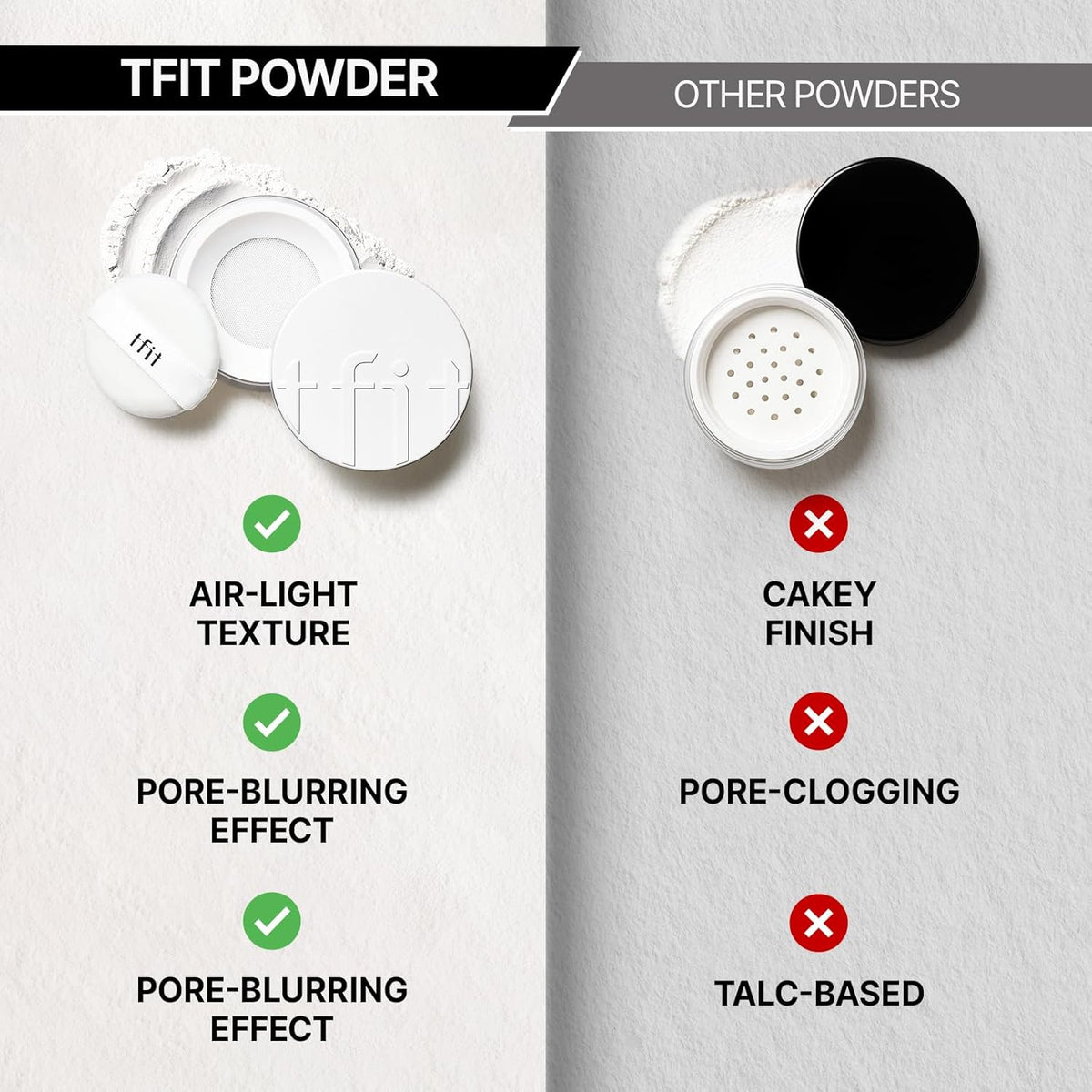 TFIT Translucent Set Finishing Powder - Sebum Control Face Loose Powder, Matte & Silky Finish, Lightweight, Long-lasting, Korean Makeup Setting Powder, 0.24 Oz. (05 Baby pink, 0.24 Oz.)