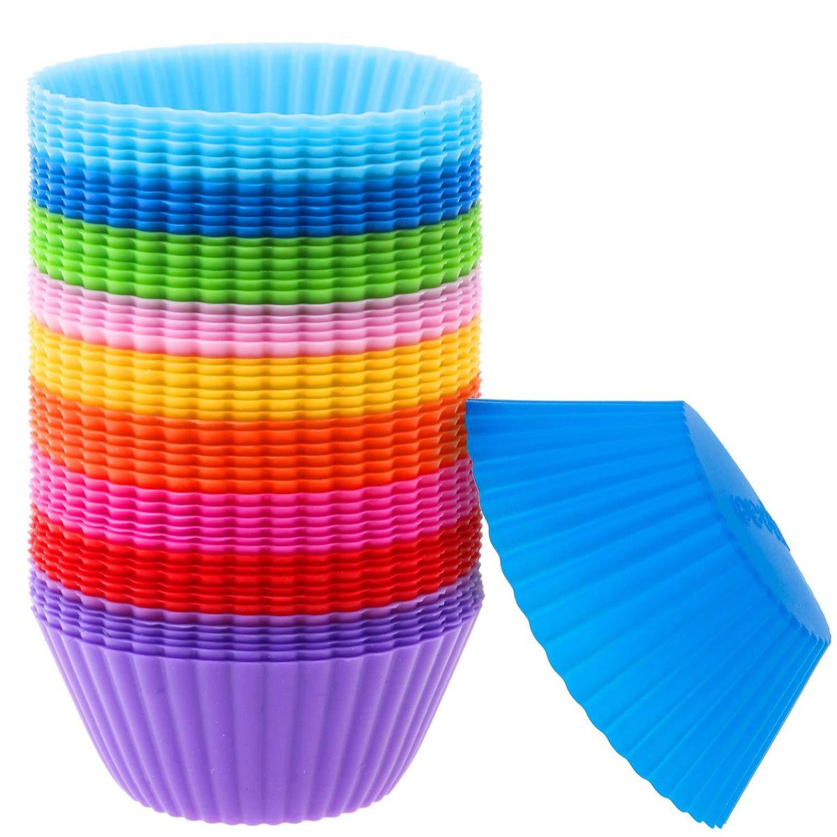 54 Pack Silicone Muffin Cups, Selizo Silicone Cupcake Baking Cups Reusable Muffin Liners Cupcake Wrapper Cups Holders for Muffins, Cupcakes, and Candies