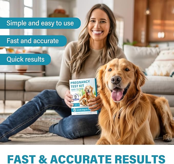 Dog Pregnancy Test, 15 min-Accurate and Fast Pregnancy Test Strips, Convenient & Disposable Pet Pregnancy Supplies at Home, 4Pcs/Kit Suitable for Dogs & Cats