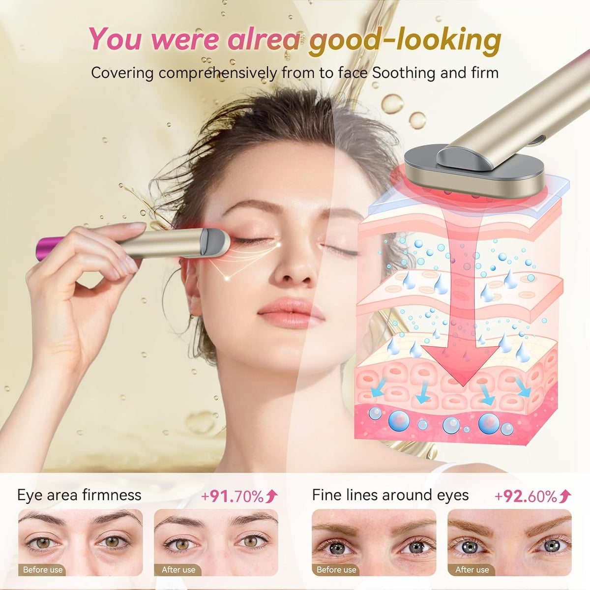7 in 1 Red-Light-Therapy，Red Light Therapy for Face Eye Skincare Equipment at Home，Red for Skincare & Blue Rejuvenation Tool (Rose Purple)