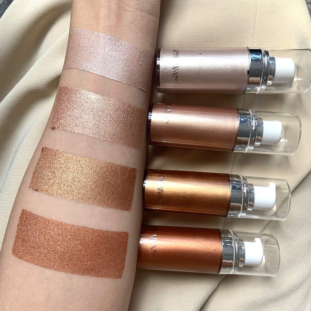 Body Face Luminizer Highlighter Cream Spray Liquid Bronzer Illuminator Glow Glistening Makeup Foundation Cheekbone & Blush Liquid Highlighter Bronzer Smooth Shimmer Glow Makeup(#2 Rose Gold)