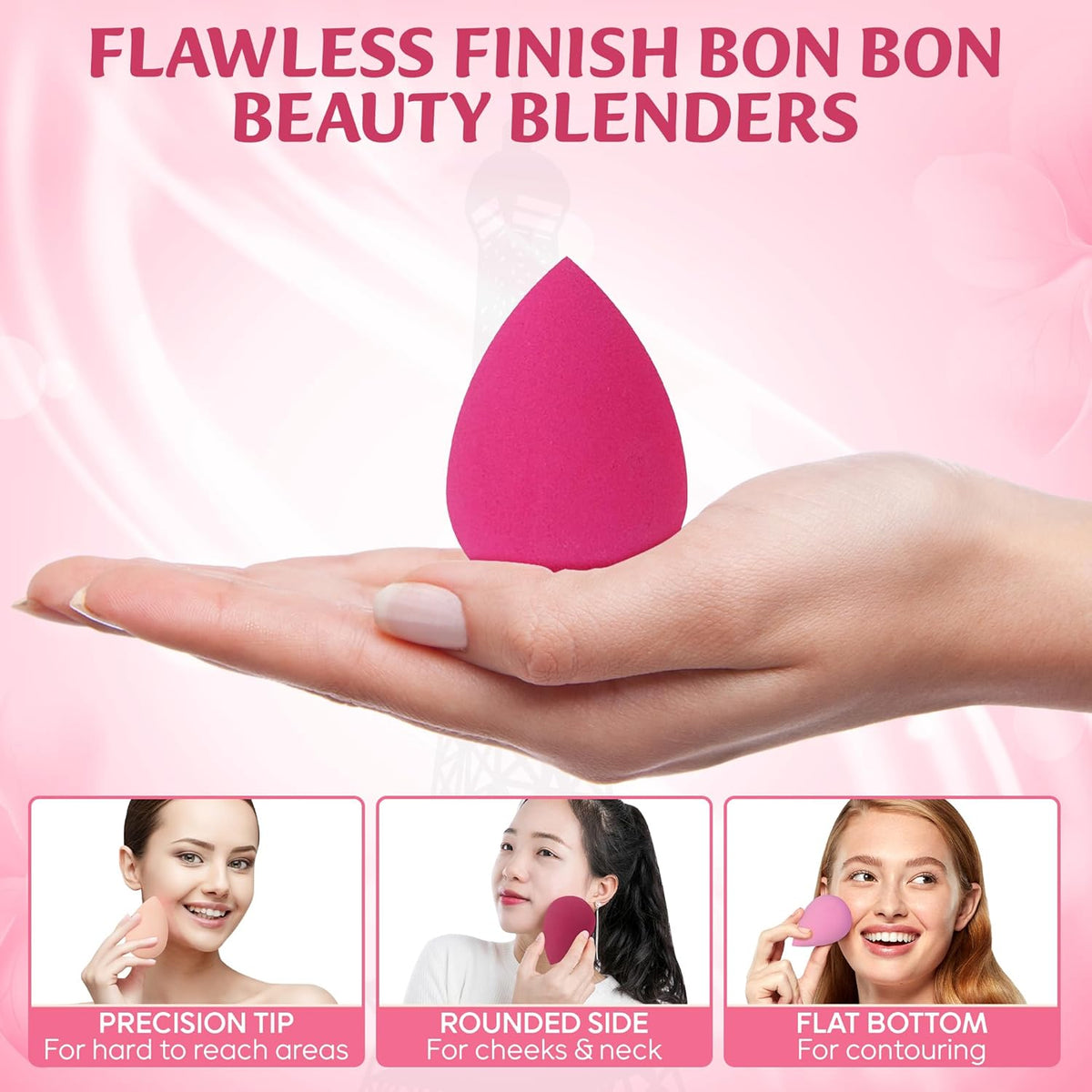 6Pcs Makeup Sponges for Foundation and Blending Powder, Cream and Liquid - Latex Free, Vegan and Super Soft Makeup Blender Beauty Sponges - Multicolored Beauty Blender Sponge Set | Dry & Wet Multi-Use