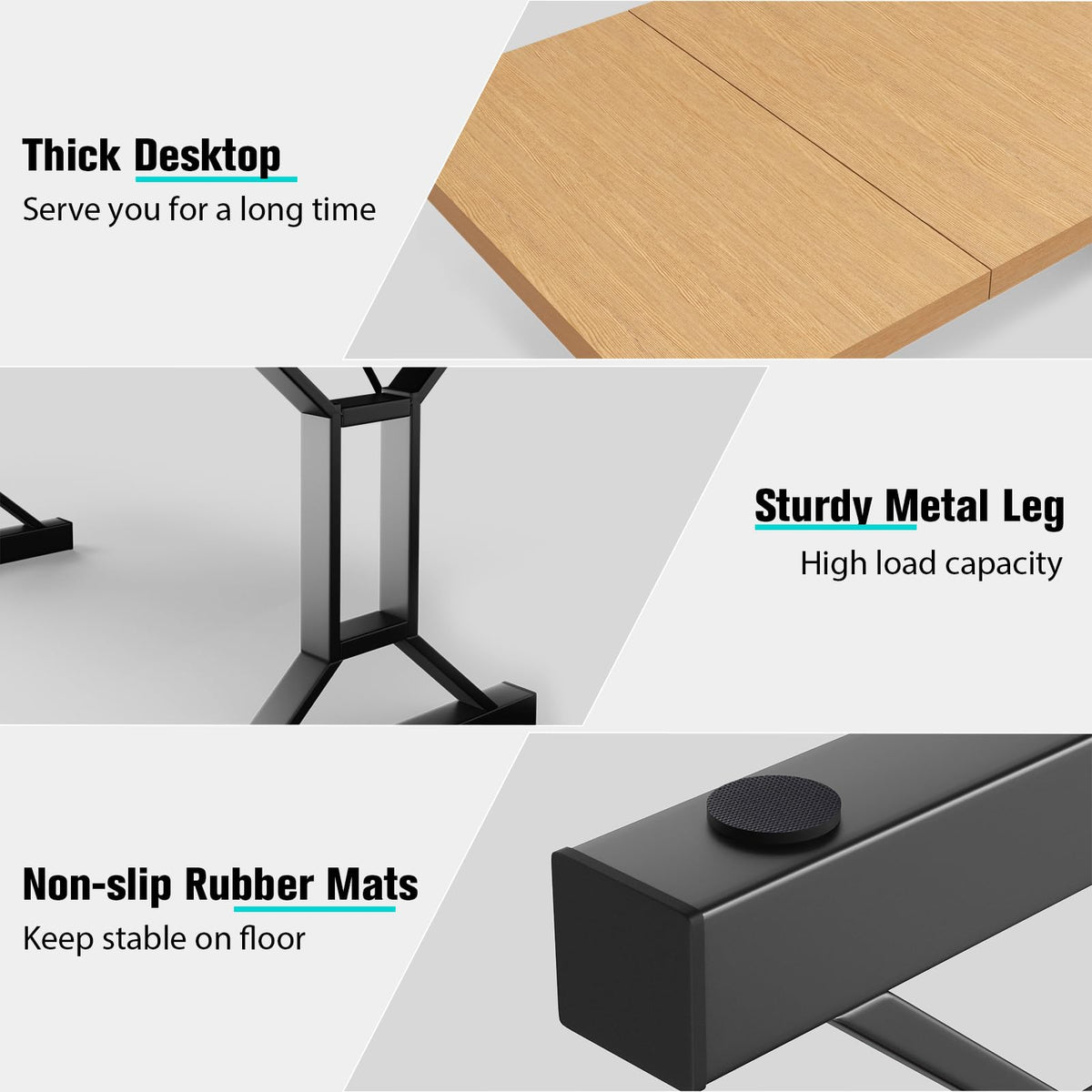 HONRISE 70.8-Inch Wooden Desk, Modern Executive Desk，Large Farmhouse Home Office Desks, Simple Study Computer Table, Desk Tables for Home & Dining