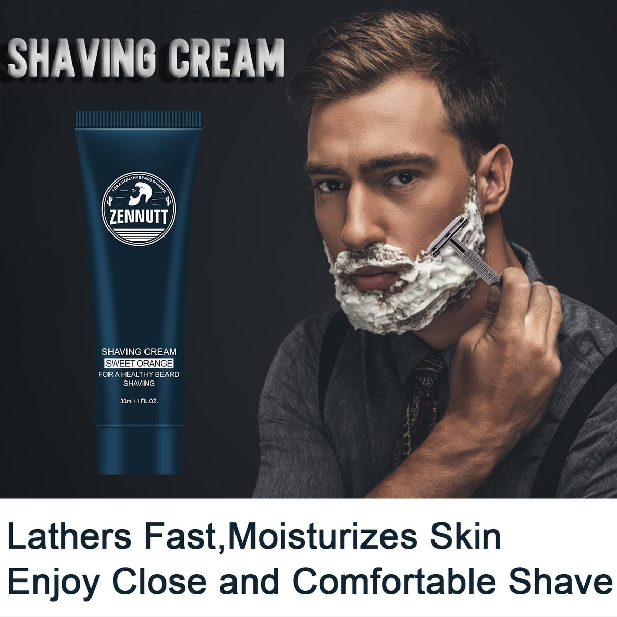4 Packs Shaving Soap w/Shaving Bowl,Shaving Brush,Shaving Cream,Unqiue Gift Set Mens Shaving Kit for Christmas Stocking Stuffers for Him Boyfriend Dad Adult Husband Birthday Valentines Day