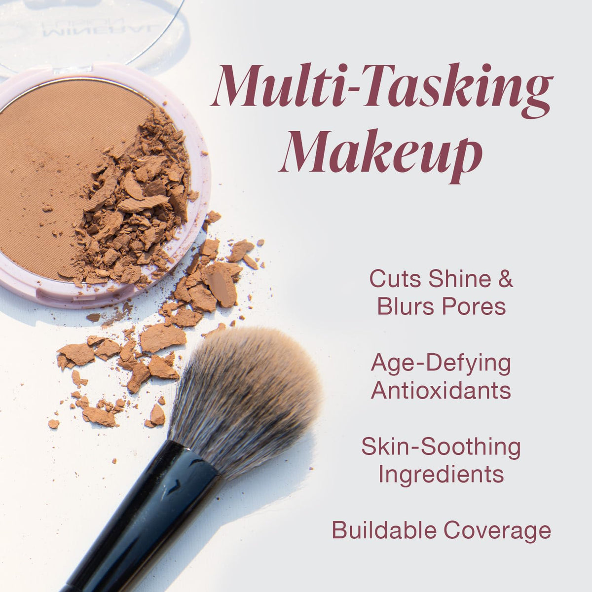 Mineral Fusion Pressed Powder Foundation - Matte Finish Face Powder for Fair Skin with Pink/Red Undertones - Age Defying Natural Makeup - Talc Free, Vegan, Hypoallergenic (Cool 1)