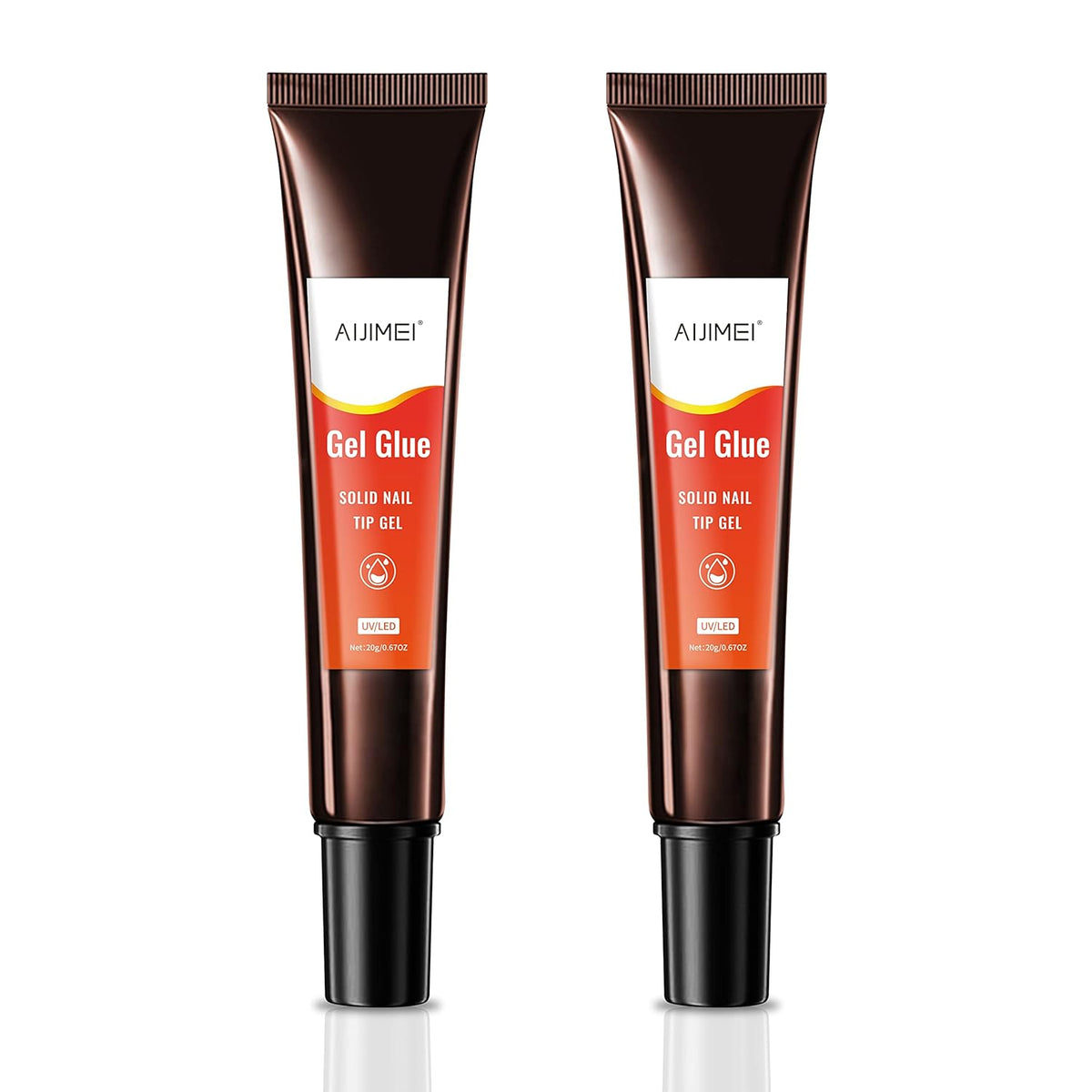AIJIMEI Nail Gel Glue 20ml 2PCS for UV Acrylic Tips - Solid Adhesive for Fake Nails - UV Cured