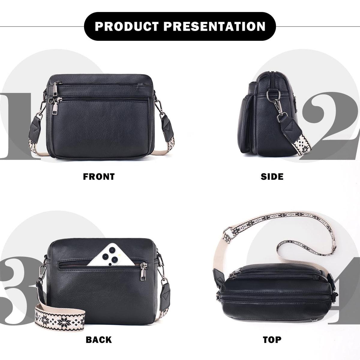 ATERITSSI Crossbody Purses for Women Trendy,Vegan Leather Crossbody Bags,Cell Phone Camera Shoulder Handbags with Card Slots