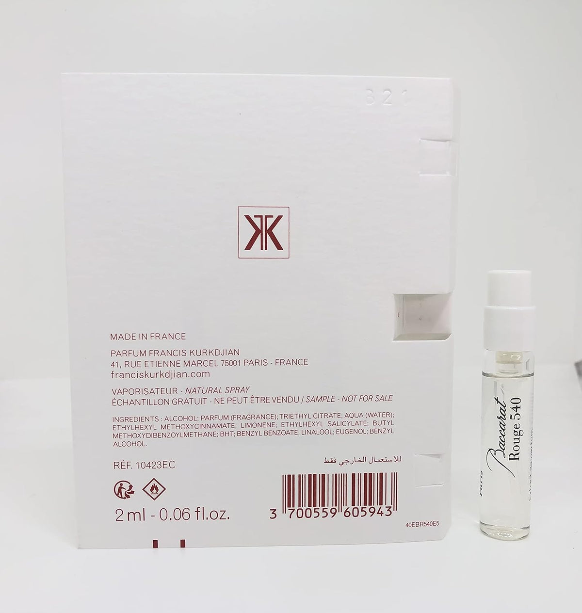 Maison Francis Kurkdjian Baccarat Rouge 540 EXTRAIT de Parfum Vial Sample Spray 2ml/ 0.06oz New