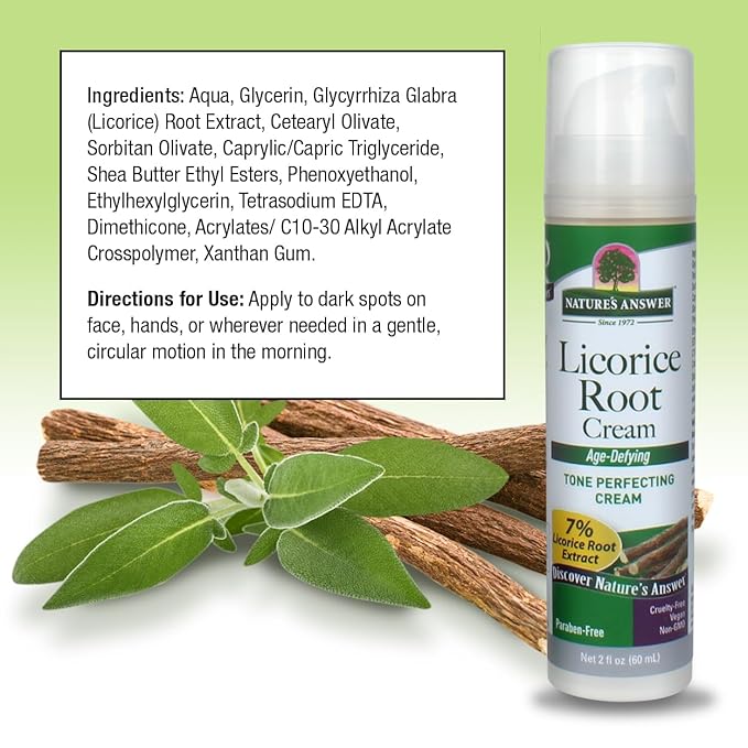 Nature's Answer Licorice Root Cream – Skin Tone Perfecting Moisturizer with 7% Licorice, Shea Butter – Age-Defying Face & Hand Cream – 1.7 oz – Alcohol & Paraben Free