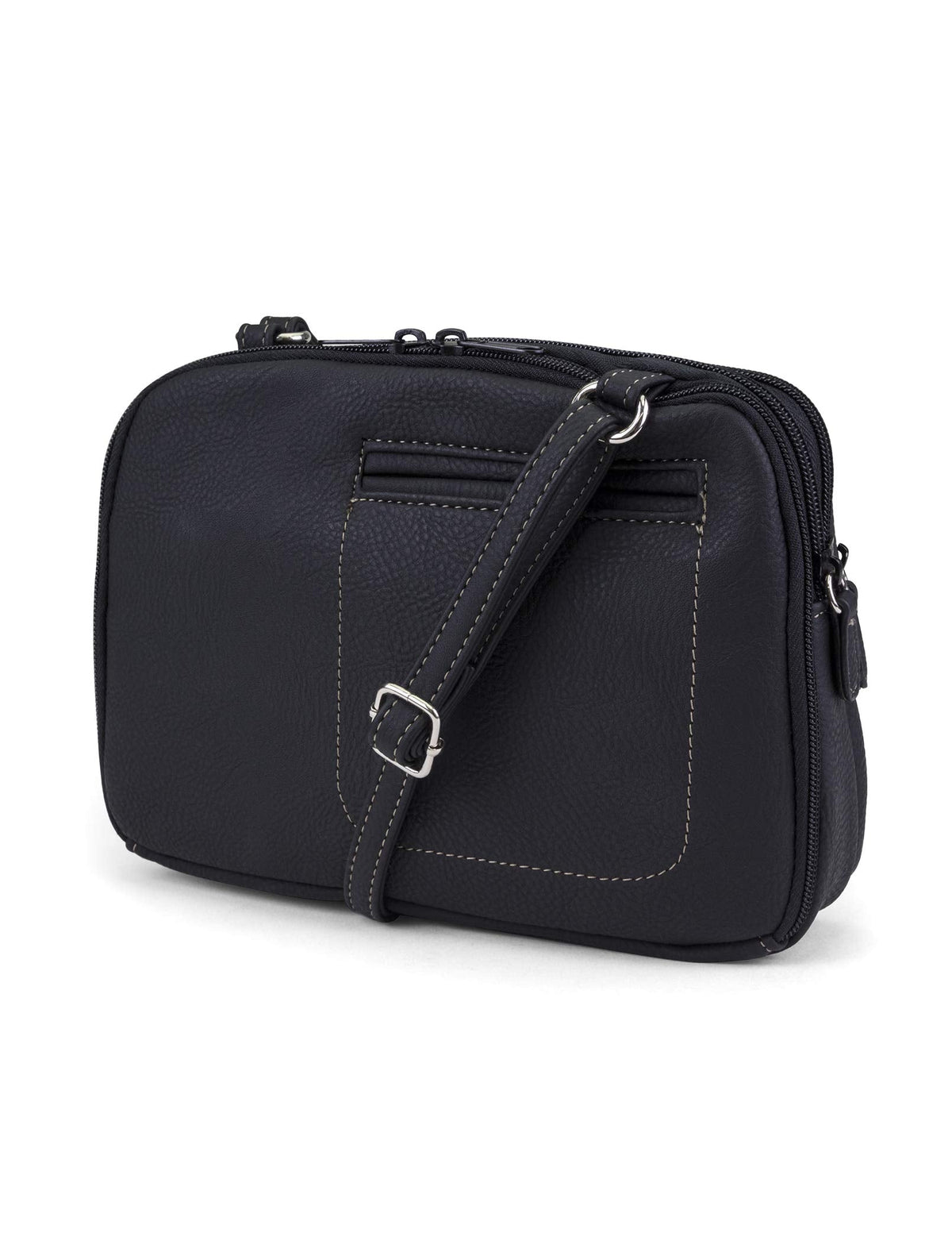 MultiSac Zippy Triple Compartment Crossbody Bag, Black