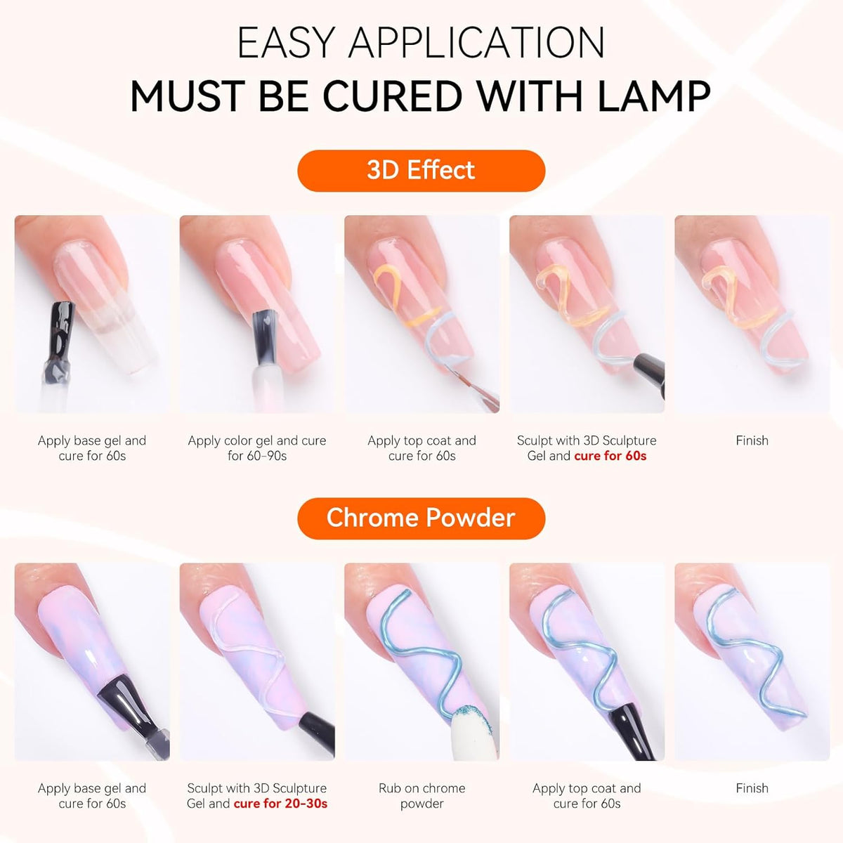 Makartt 3D Gel Nail Art, Sculpting Gel Glue for Drawing, Molding, Sculpture, Gems and Decoration, No Wipe Clear Gel Polish for DIY Nail Designs, 15g