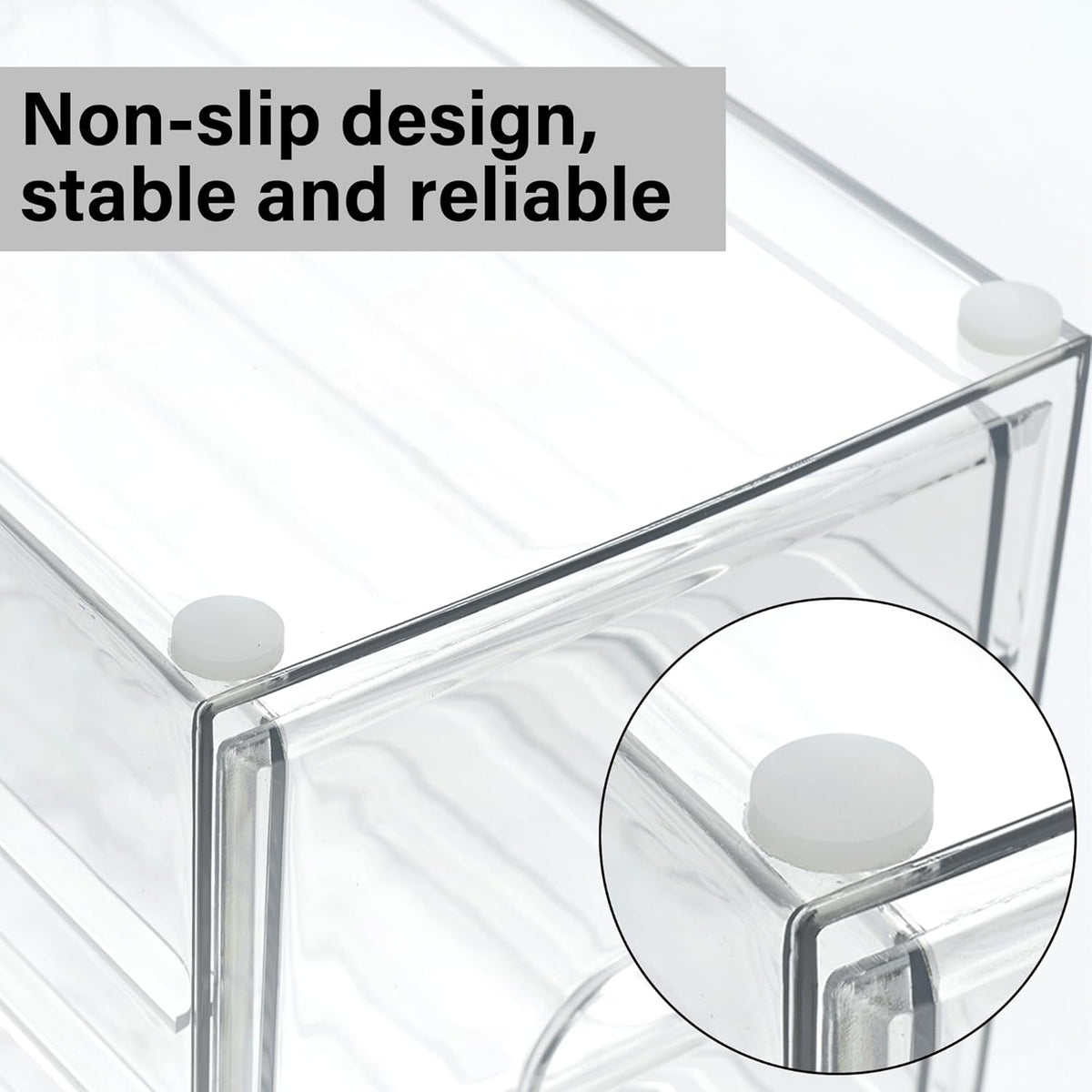 Prsildan Acrylic Drawer Makeup Organizer with 4 Drawers, Set of 2 Office Desk Organizers Accessories, Clear Stackable Storage Drawers for Vanity, Countertop, Craft, Jewelry, Art Supply Organization