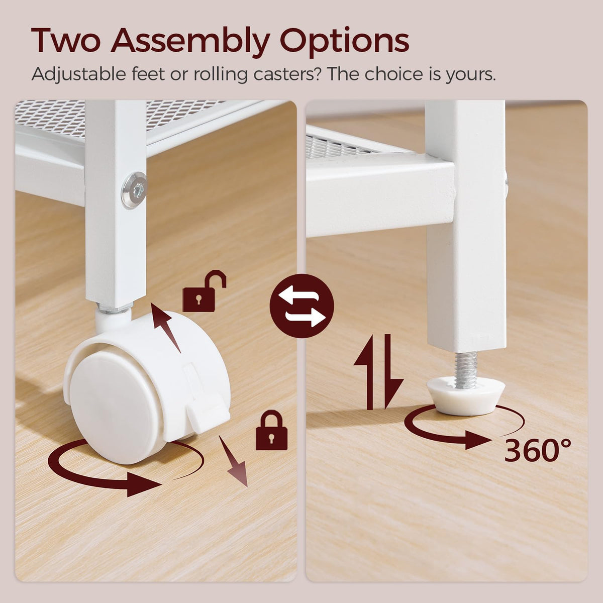 MAHANCRIS Mobile Printer Stand, 3-Tier Industrial Printer Cart with 2 AC Outlets and 2 USB Ports, Rolling Printer Table on Wheels for Home Offices Kitchen Organization Rack, White PTWT78E01