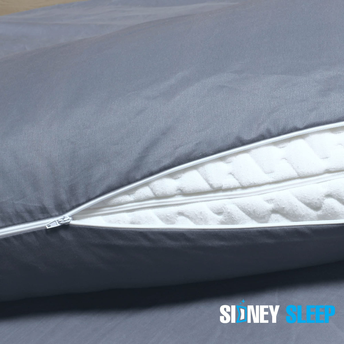 Sidney Sleep Curved Pillow Covers - Full Length Zipper Closure - Premium Soft Brushed Microfiber - Fade and Shrink Resistant - 20 x 30 Inches - Fits Curved Side Sleeping Pillows (Queen, Grey)