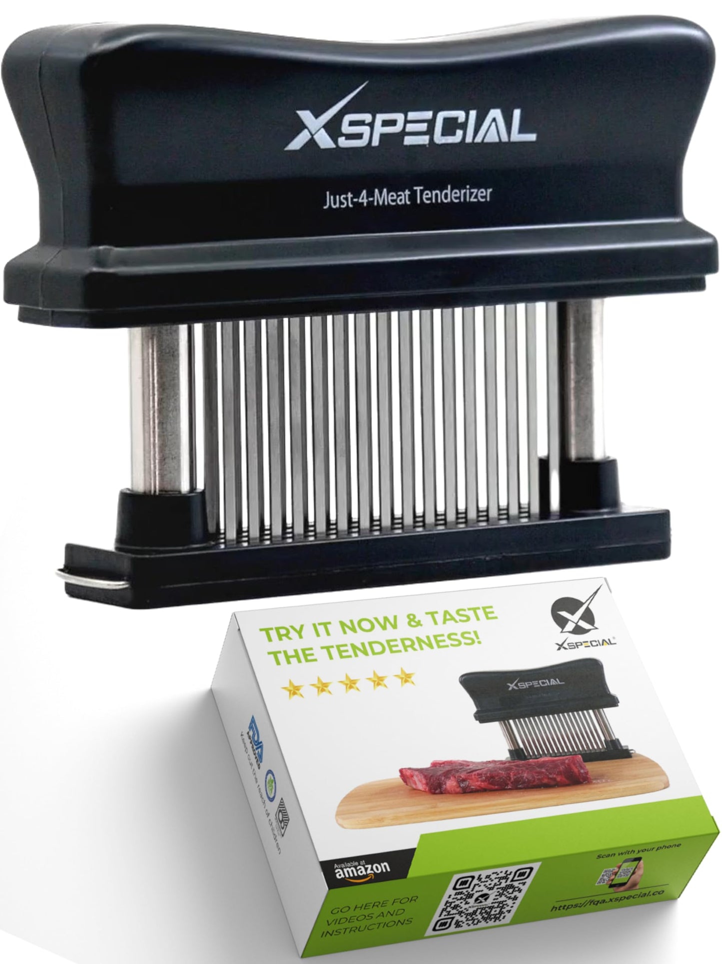 XSpecial Meat Tenderizer Tool 48 Blades Stainless Steel - Kitchen Cooking Gadgets Tools with Ultra Sharp Needle That Makes Steak & Chicken Tender - No More Hammer, Meat Pounder Or Mallet