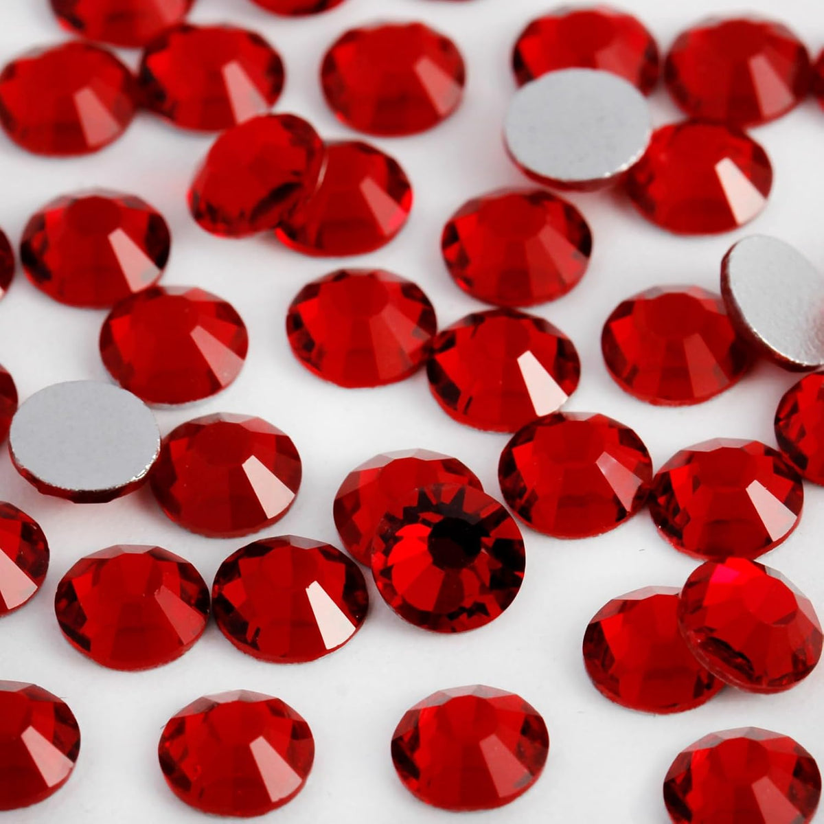3000PCS SS10 Flatback Rhinestones | 12-Facet Diamond-Cut Glass Gems for Nail Art, Clothing, DIY Crafts |Glue-On Decoration Stones with Silver Backing(Siam)