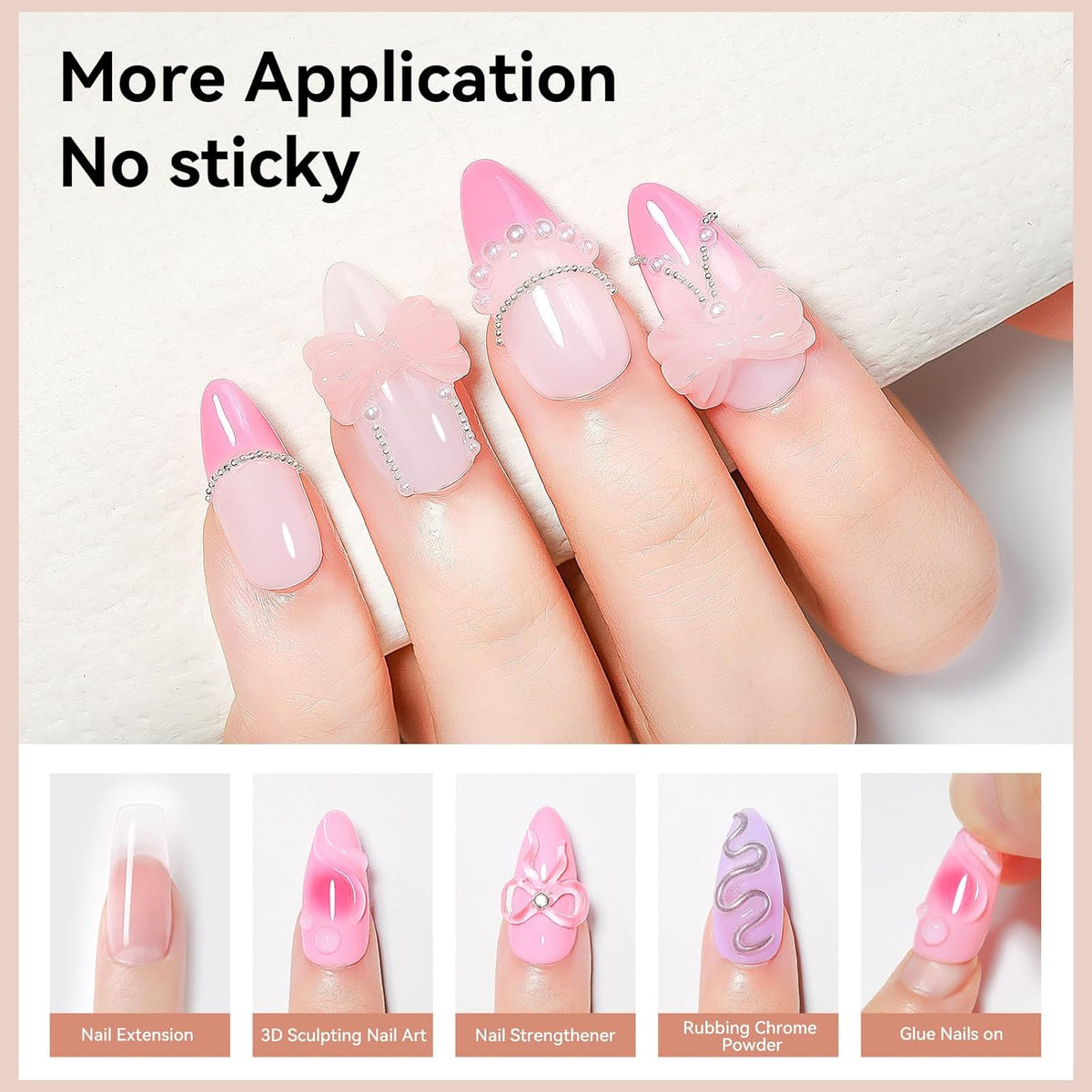 Solid Builder Gel for Nails 3PCS, 3D Hard Gel for Nail Art Sculpting Non-Stick Hand, Clear White Nude for Modeling, Sculpture, Nail Extension UV/Led Manicure DIY At Home 18g*3Colors