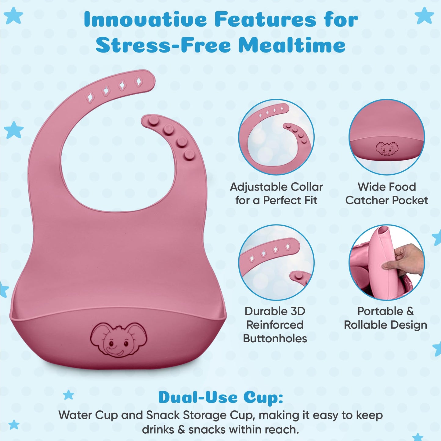 Silicone Baby Feeding Set - Baby Led Weaning Supplies with Sippy Cup, suction plate and bowl, Spoons, Forks, Fruit Pacifier, Bib, and Baby Eating Essentials for 6+ Months - Eight4you