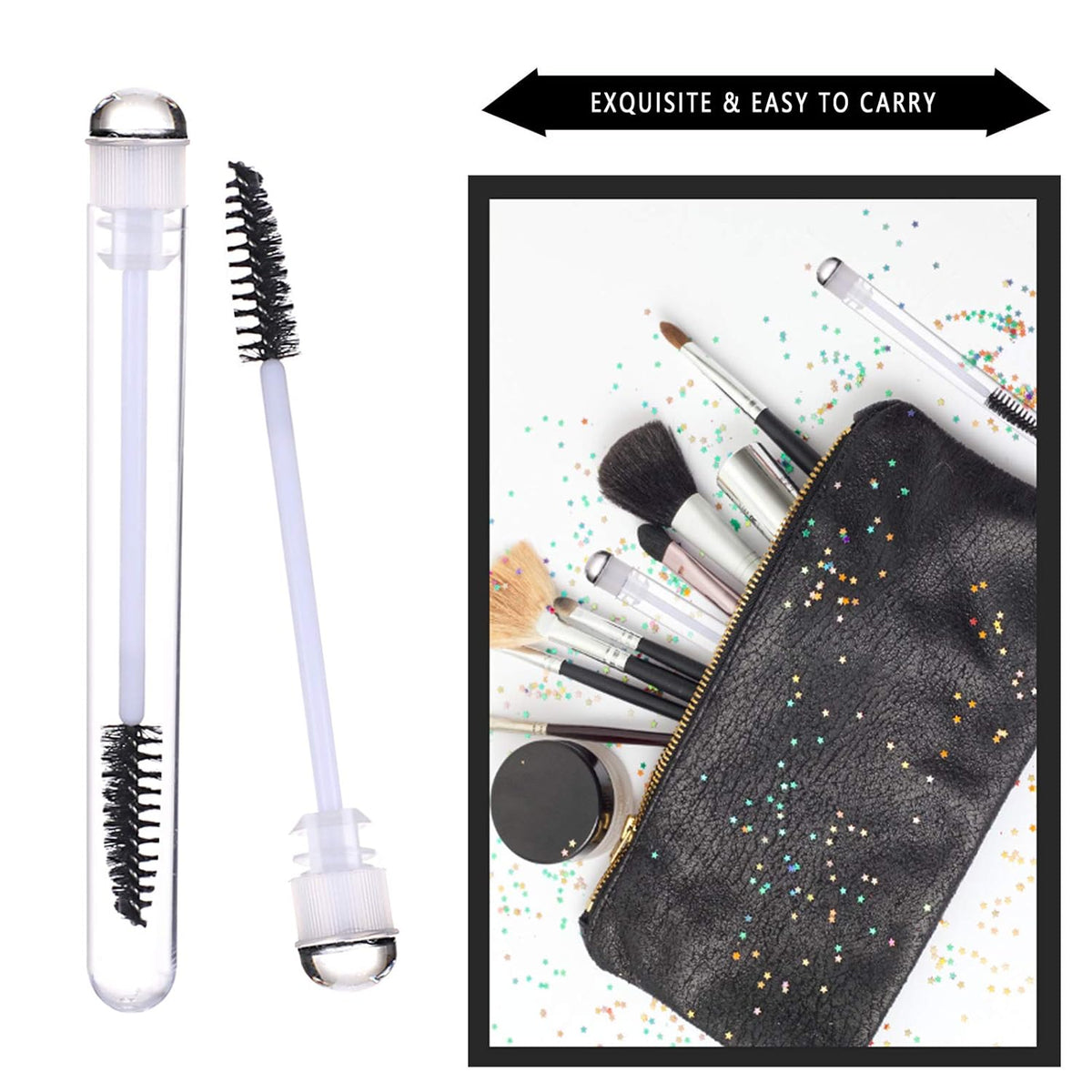 20 Pieces Disposable Mascara Brushes Eyelash Brush Lash Wand Diamond Mascara Wands with Tube Makeup Tool Lash Spoolies Sanitary Brushes Lash Extension Supplies (tube sky black 20)