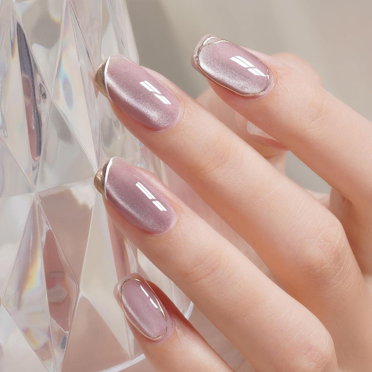 AILLSA Cat Eye Gel Nail Polish Purple Crystal Glitter Polish with Magnet, Smokey Glass Jelly Nail Polish Sparkle Shimmer Reflective Translucent Color U V Gel Salon DIY at Home 0.5 OZ GF23
