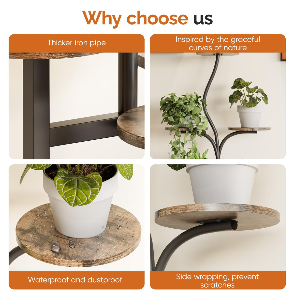 Qmetalart Plant Stand Indoor, 8 Tier Metal Flower Rack with Round Shelves, Modern Display Shelf for Living Room, Balcony, Bedroom – Stable & Space-Saving for Plant Lovers & Home Decor