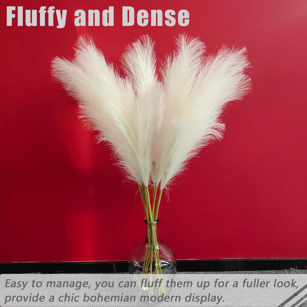 Wttisel 38" 10 Stems White Pampas Grass Tall Decor - Faux Pampas Grass Decor Tall for Floor Vase Boho Home Wedding Mothers Day Decoration