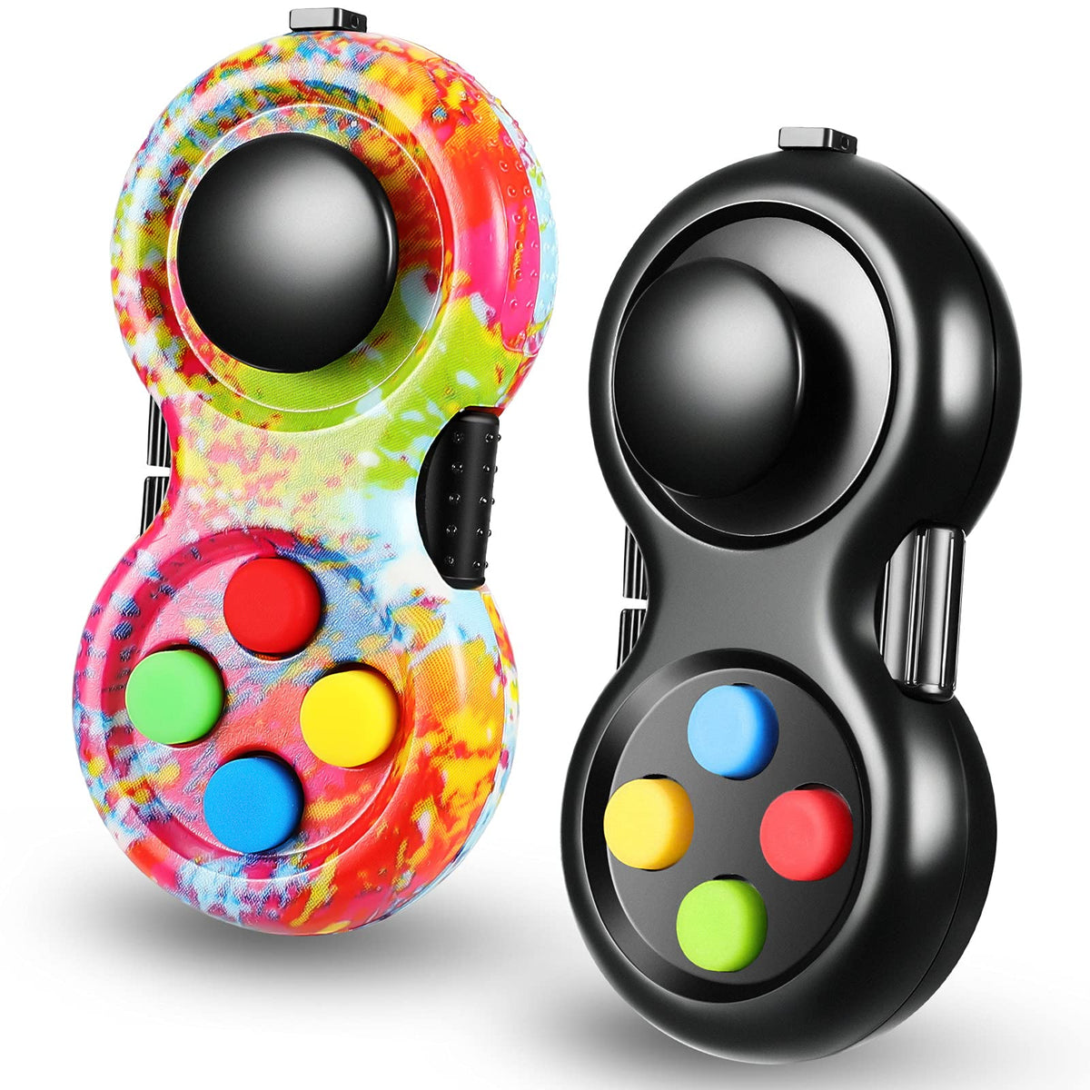 Skylety 2 Pcs Fidget Pad Game Controller Fidget Toy Game Handheld Game Pad Sensory Educational Toy for ADHD Add OCD Autism Anxiety Stress Relief(Starry Purple and Black Style)