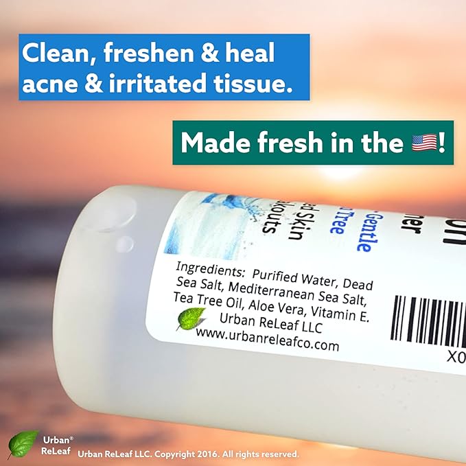 Urban ReLeaf Acne Solution Facial Toner! Sea Salt & Tea Tree. Soothe Skin, Calm breakouts. 4 oz. Gentle Effective. 100% Natural & Soothing. Reduce The Appearance of pores.