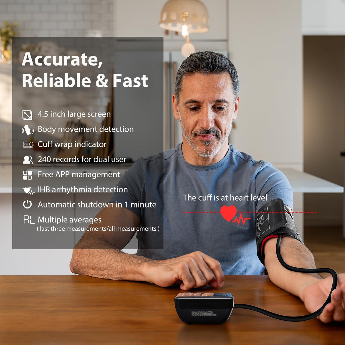 iHealth Accu Wireless Blood Pressure Monitor with Bluetooth Cloud Storage, Body Movement Detection, Wrap Indicator, Adjustable Large Adult Cuff(8.7-16.5 inch), Dual User Functionality for Home Use