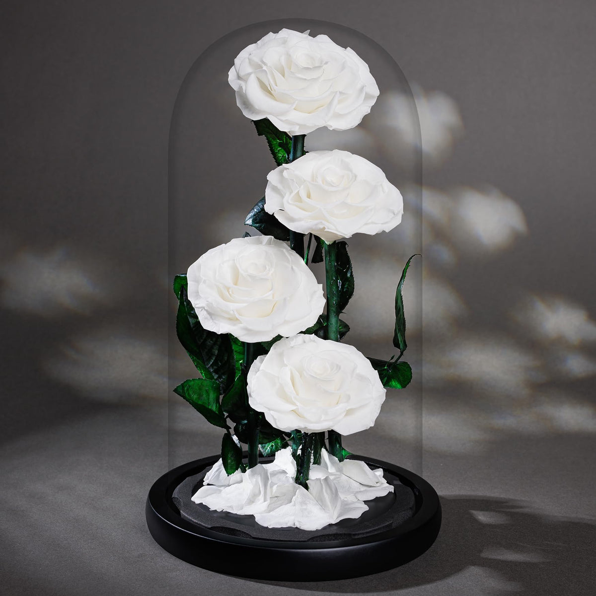 4 Preserved Flowers in Glass Dome - Roses Gift for Her - Birthday Flowers for Women, Blue