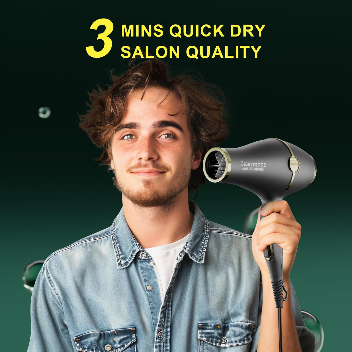 Hair Blow Dryer with Ionic Systems,Diffuser Hair Dryer with & 2 Nozzles,2200W Professional Blow Dryer Powerful Motor for Quick Dry,Hair Dryers for Women and Men,Cool Shot Feature