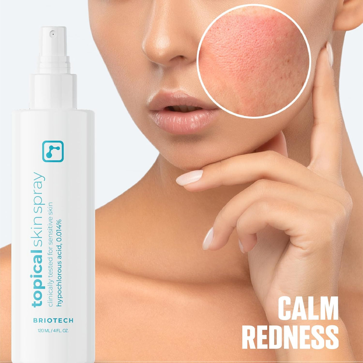 BRIOTECH Topical Skin Spray, Hypochlorous Acid Spray for Sensitive Skin, HOCl Facial Mist, Full Body Support Against Irritation, Calm Redness, Soothe Foot & Scalp, 2 oz Travel Size (2 Pack)
