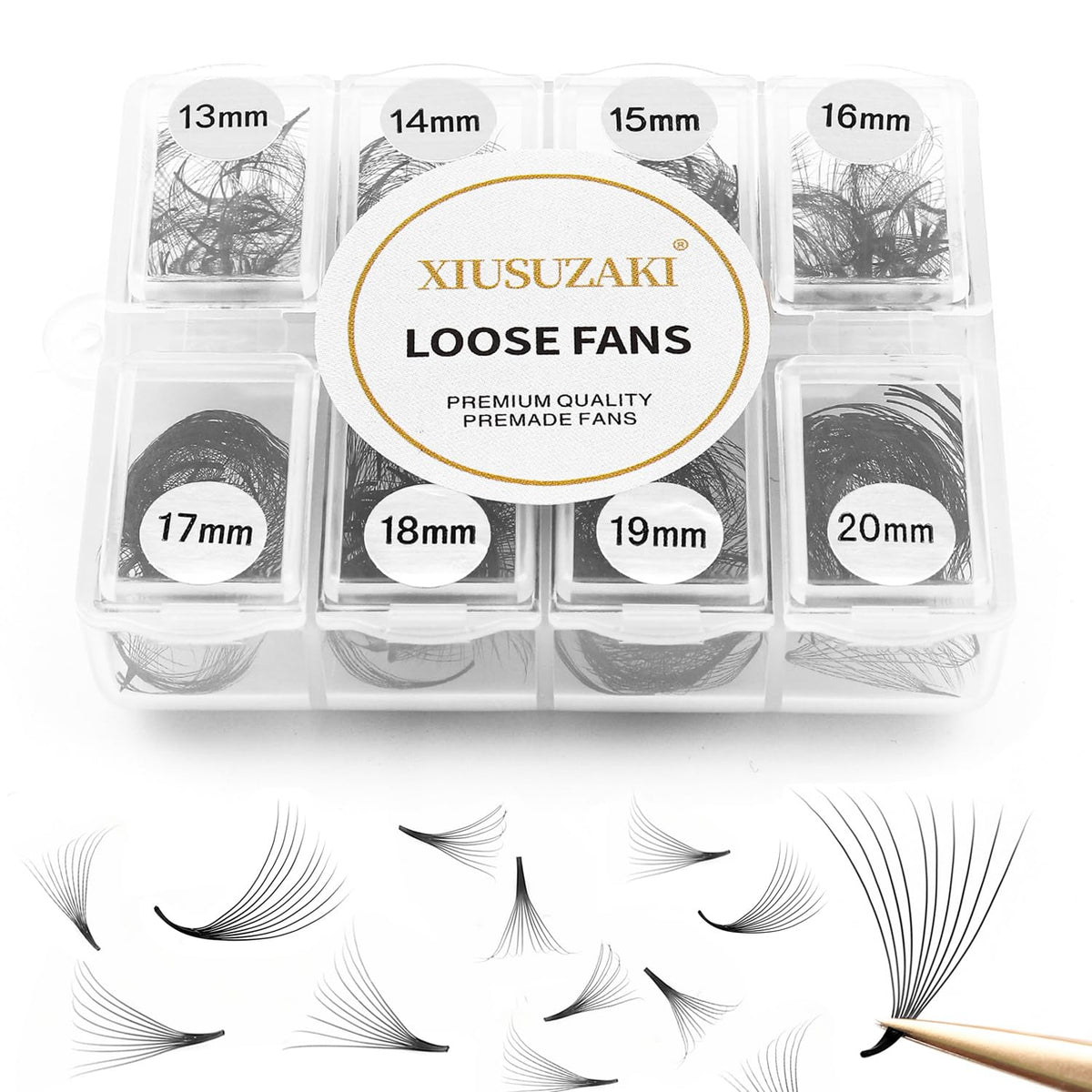 Premade Eyelash Extensions - 600 Fans, 10D, 0.05 Thick, D Curl, 13-20mm