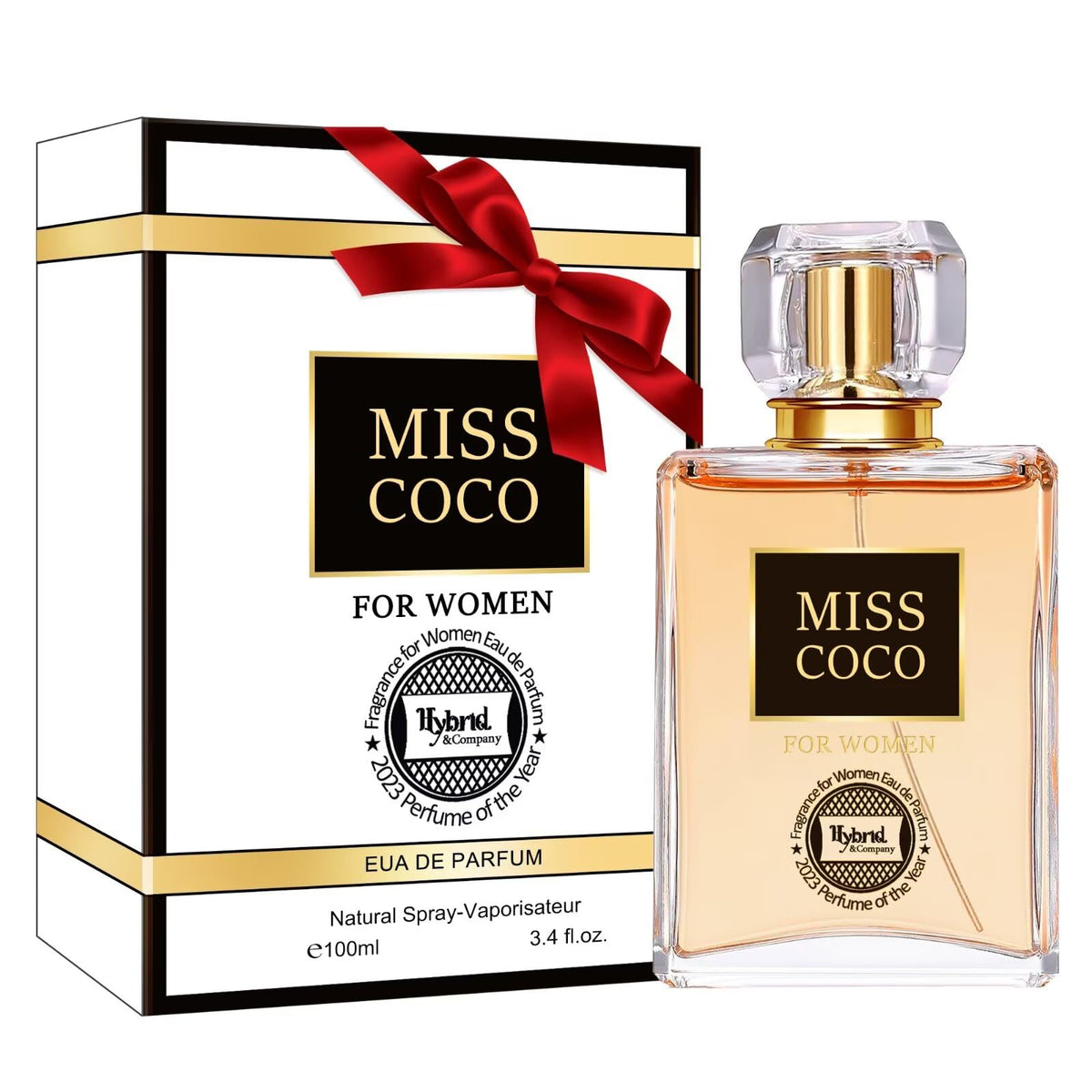 Hybrid & Company Miss Coco Fragrance for Women Eau De Parfum Natural Spray Sensual Scent, 3.4 Fl Oz