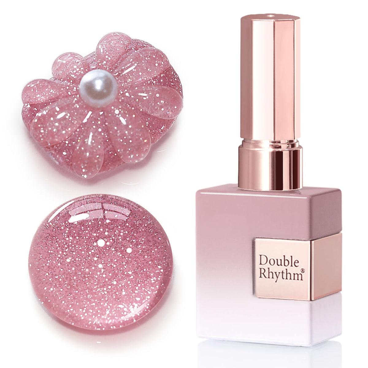 Double Rhythm 0.5Oz Glitter Gel Polish Shimmer Reflective Color for Nail Art Salon DIY Soak Off 15ml Nail Lamp Gel Polish at Home (Light Pink-B1174)