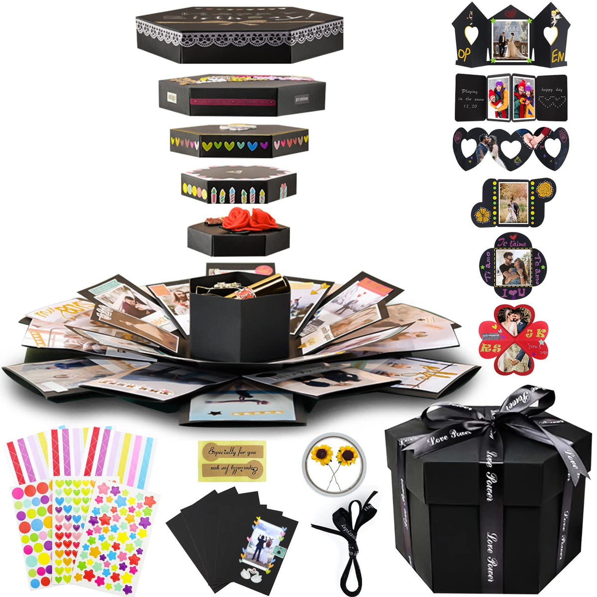 Vienrose Explosion Gift Box Set Surprise Gift Photo Box Creative DIY Scrapbooking Picture Album for Birthday Proposals Valentine's Day