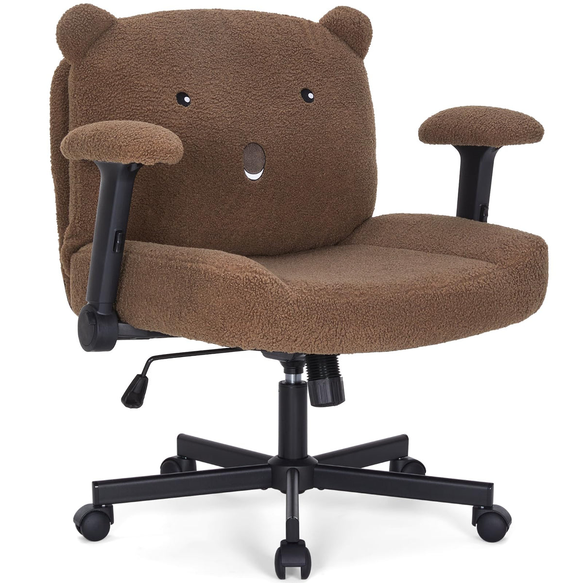 Sunchen Criss Cross Chair with Wheels and Arms, Cross Legged Office Chair with Wide Seat, Adjustable Cute Comfy Desk Chairs for Home Office, Bedroom, Vanity, Brown