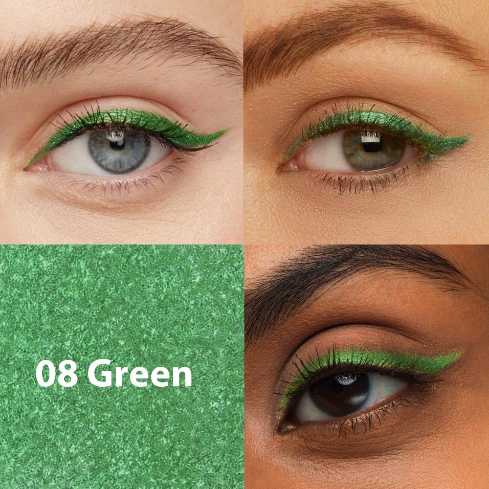 evpct 2Pcs Blue & Green Color Gel Glitter Eyeliner Pencils Set for Women Waterline Waterproof Smudge Proof lapiz de ojos delineador de ojos contra el agua Eye Liner Makeup