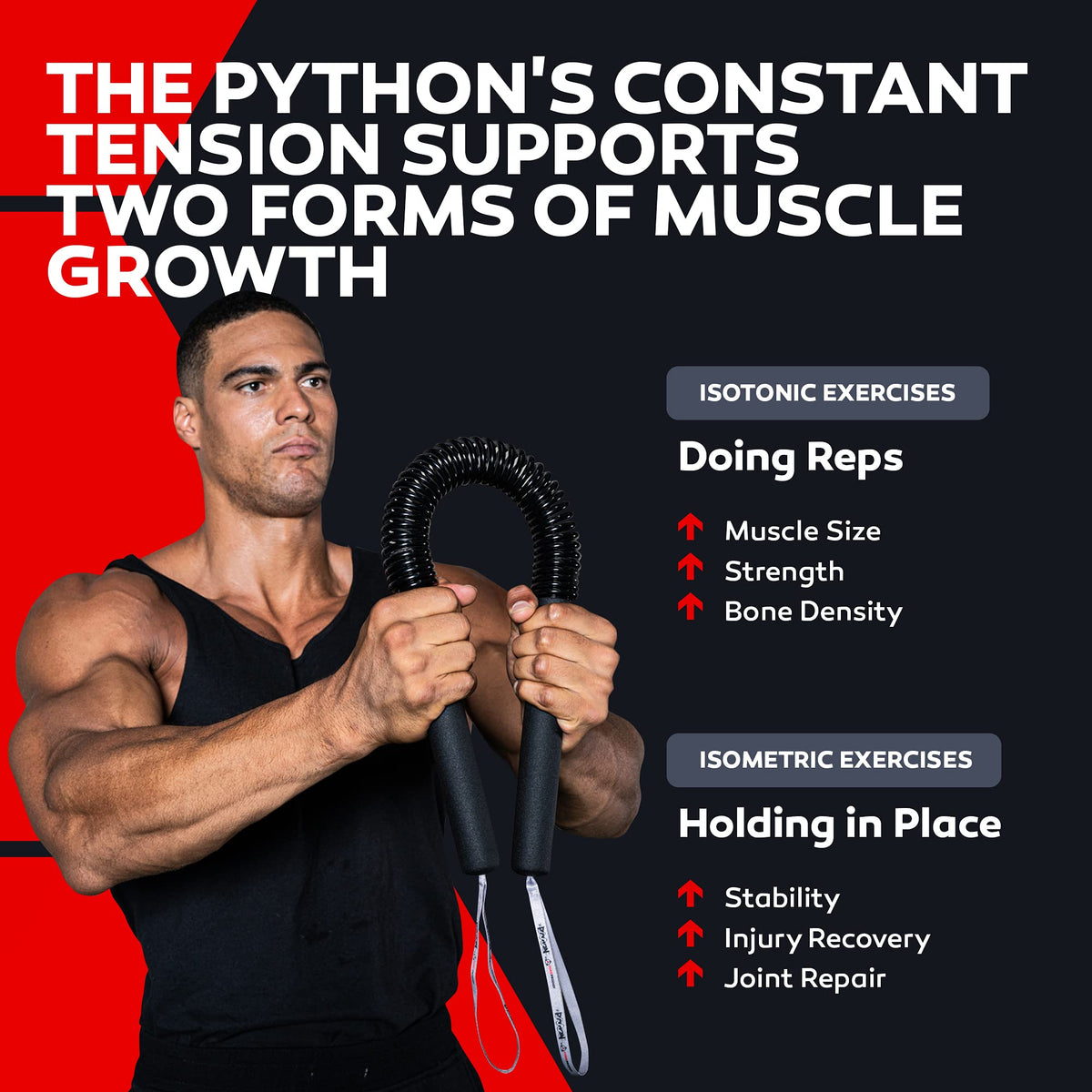 Python Power Twister Bar - Upper Body Exercise for Chest, Shoulder, Forearm, Bicep and Arm Strengthening Workout Equipment by Core Prodigy (40-100 lb)