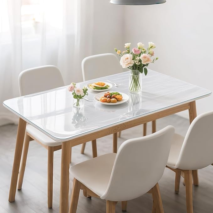 Clear Table Protector 42 x 84 Inch, 1.9mm Thick Waterproof PVC Plastic Table Cover, Durable Table Pad for Dining Room, Kitchen, Writing Desk, and Coffee Tables
