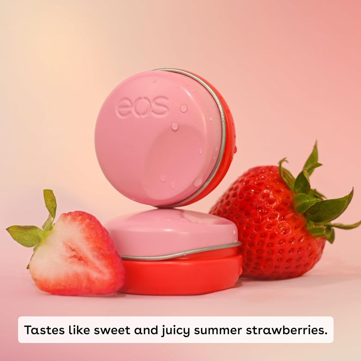 eos Plant-Based Vegan Lip Salve - Strawberry Sorbet, 100% Natural Formula, Made with Upcycled Olive Squalane, Cruelty-Free Lip Balm, 0.42 oz