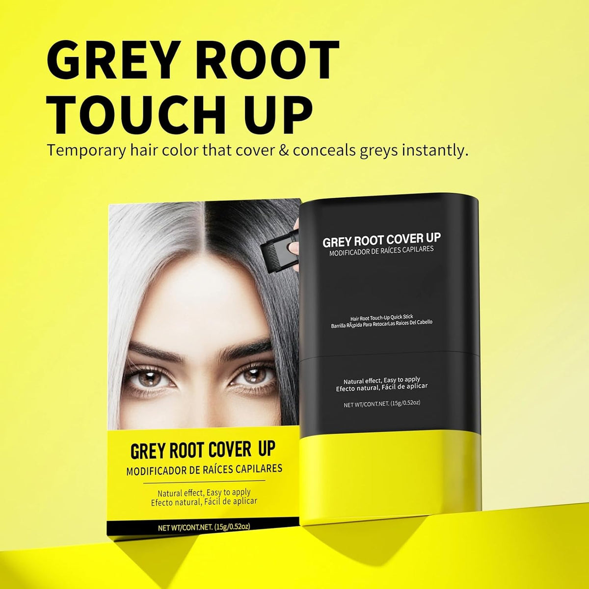 Gowwim Hair Dye Comb, Instant Portable Gray Hair Cover up Hair Dye Stick 2-in-1 Hair Color Stick Natural & Long-lasting Root Touch up Hair Color Comb Waterproof for Women & Men 15g/0.52oz Medium Brown