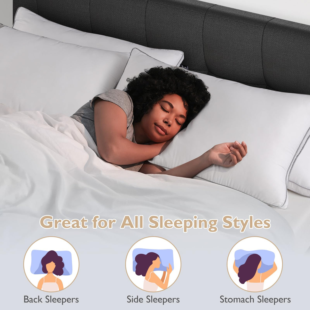 BedStory Pillows for Sleeping 2 Pack, Hotel Quality Bed Pillow King Size, Down Alternative Pillows with Ultra Soft Fiber Fill, Good for Back and Side Sleepers